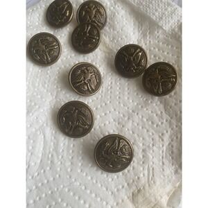 vintage brass American Eagle military uniform button;   L.A. Myers Jr, Newark 9